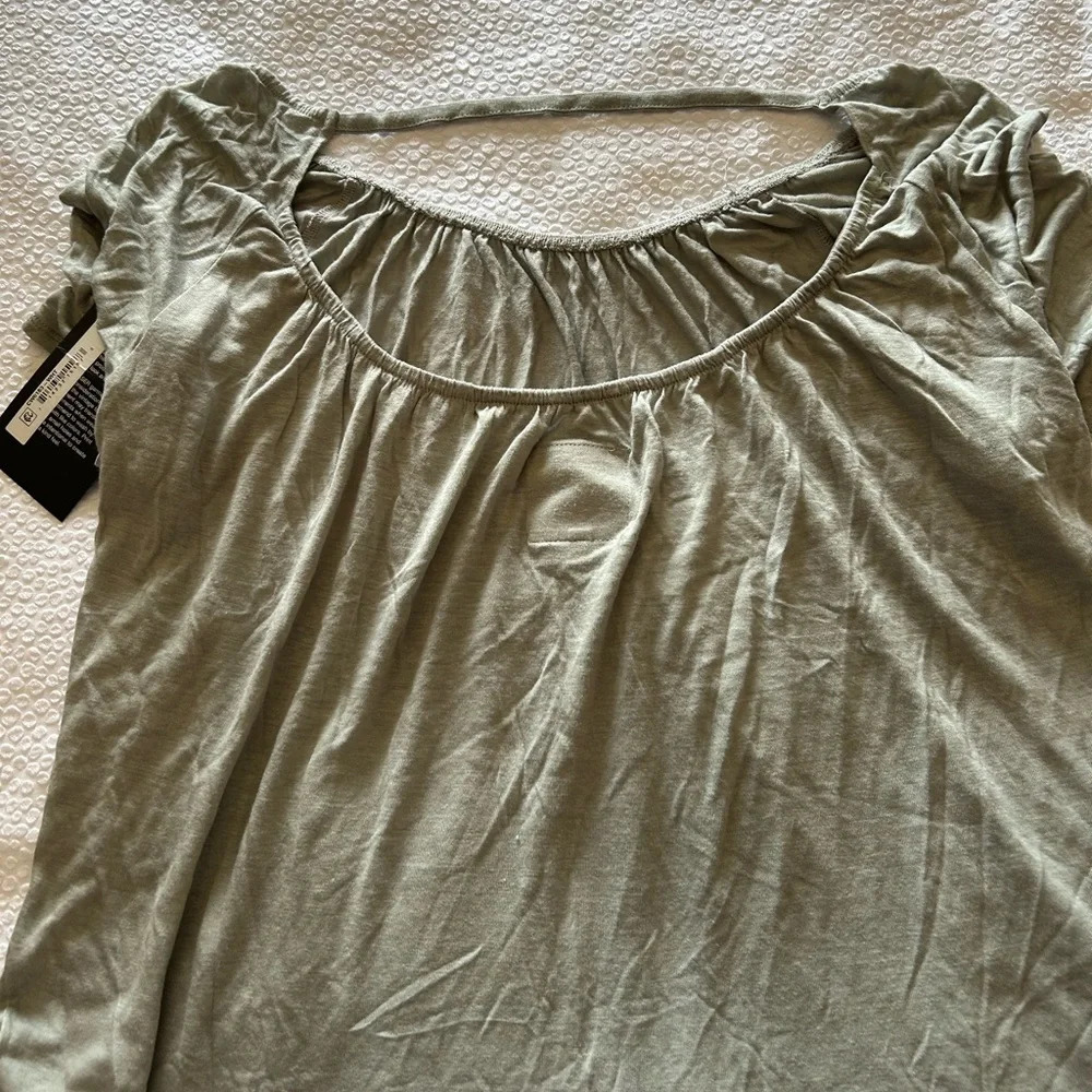 NWT chaser heather gray flutter top - open back s… - image 2